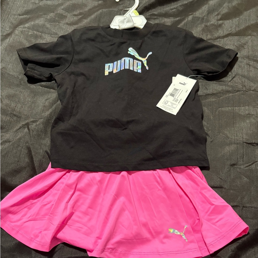 Puma Black Tee and Pink Skirt Combo